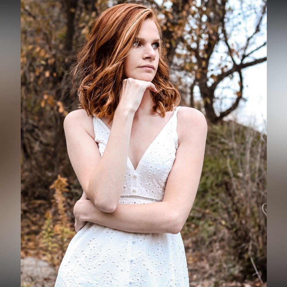 White midi dress